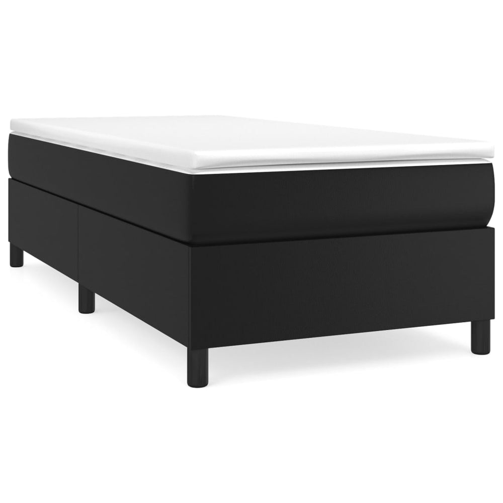 vidaXL Box Spring Bed with Mattress Black 90x200 cm Faux Leather