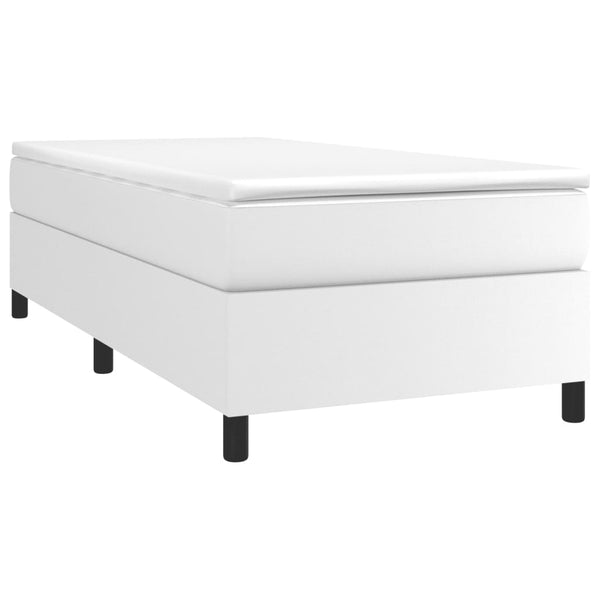 vidaXL Box Spring Bed with Mattress White 90x200 cm Faux Leather