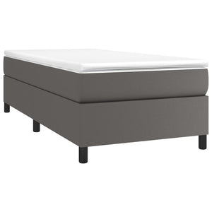 vidaXL Box Spring Bed with Mattress Grey 90x200 cm Faux Leather