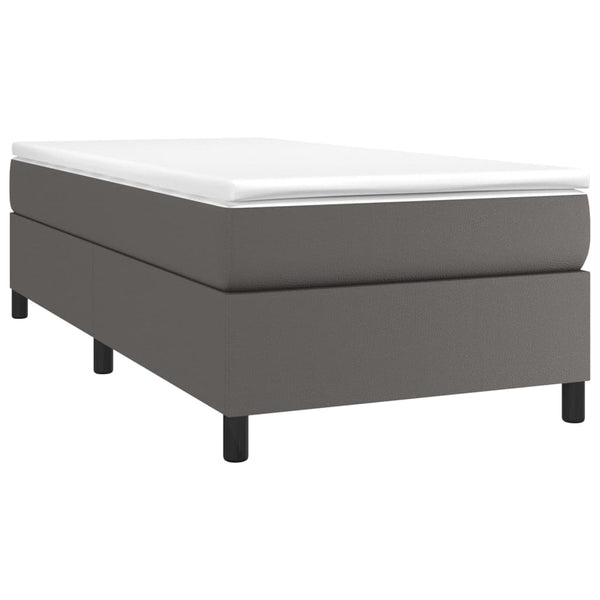 vidaXL Box Spring Bed with Mattress Grey 90x200 cm Faux Leather