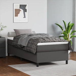 vidaXL Box Spring Bed with Mattress Grey 90x200 cm Faux Leather