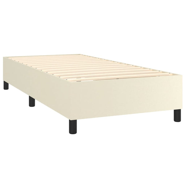 vidaXL Box Spring Bed with Mattress Cream 100x200 cm Faux Leather
