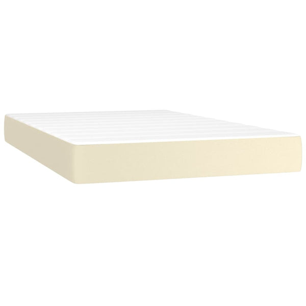 vidaXL Box Spring Bed with Mattress Cream 120x200 cm Faux Leather