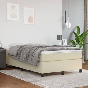 vidaXL Box Spring Bed with Mattress Cream 120x200 cm Faux Leather