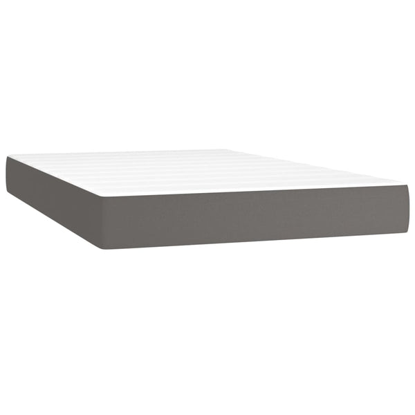 vidaXL Box Spring Bed with Mattress Grey 120x200 cm Faux Leather
