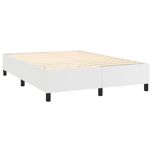 vidaXL Box Spring Bed with Mattress White 140x190 cm Faux Leather