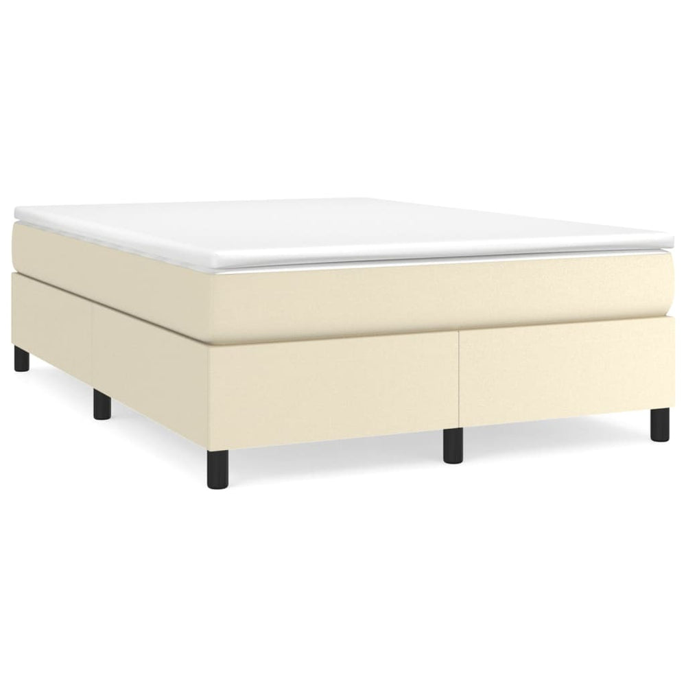 vidaXL Box Spring Bed with Mattress Cream 140x190 cm Faux Leather