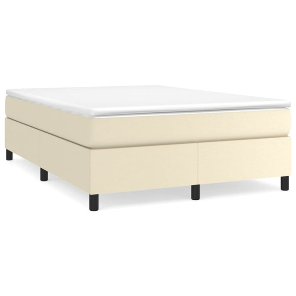 vidaXL Box Spring Bed with Mattress Cream 140x190 cm Faux Leather