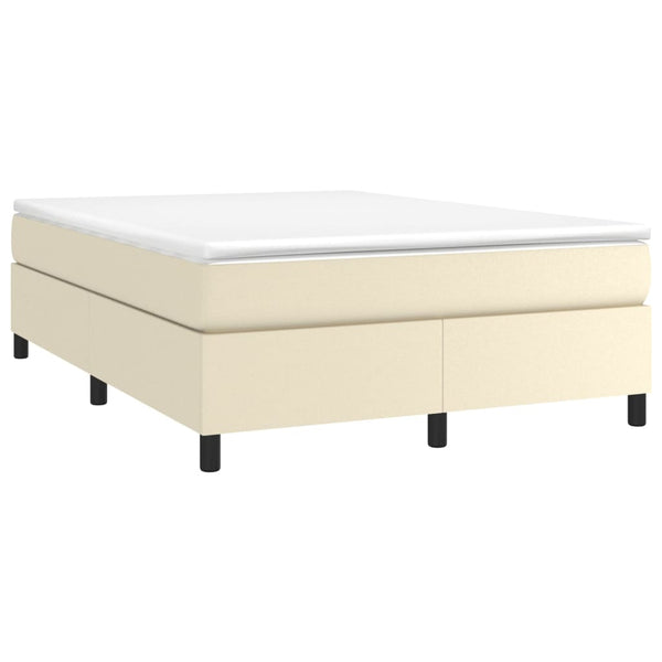 vidaXL Box Spring Bed with Mattress Cream 140x190 cm Faux Leather
