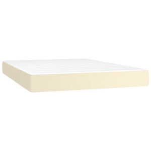 vidaXL Box Spring Bed with Mattress Cream 140x190 cm Faux Leather