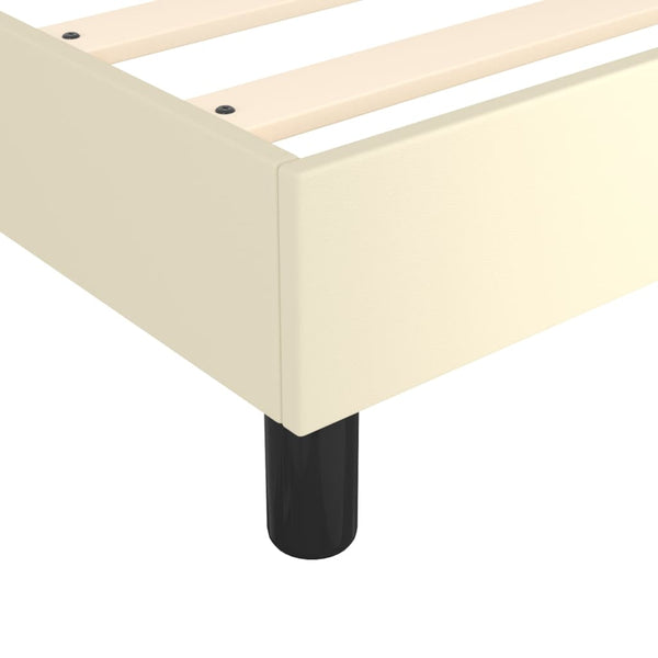 vidaXL Box Spring Bed with Mattress Cream 140x190 cm Faux Leather