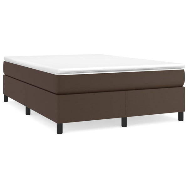 vidaXL Box Spring Bed with Mattress Brown 140x190 cm Faux Leather