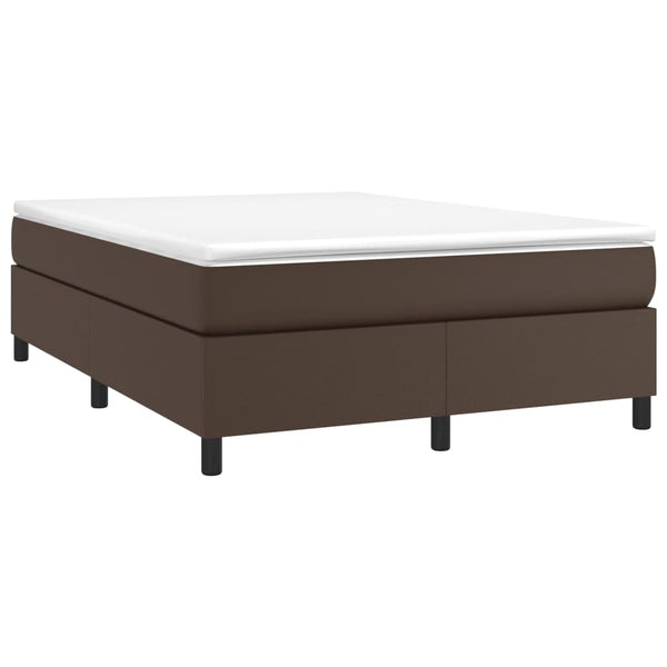 vidaXL Box Spring Bed with Mattress Brown 140x190 cm Faux Leather