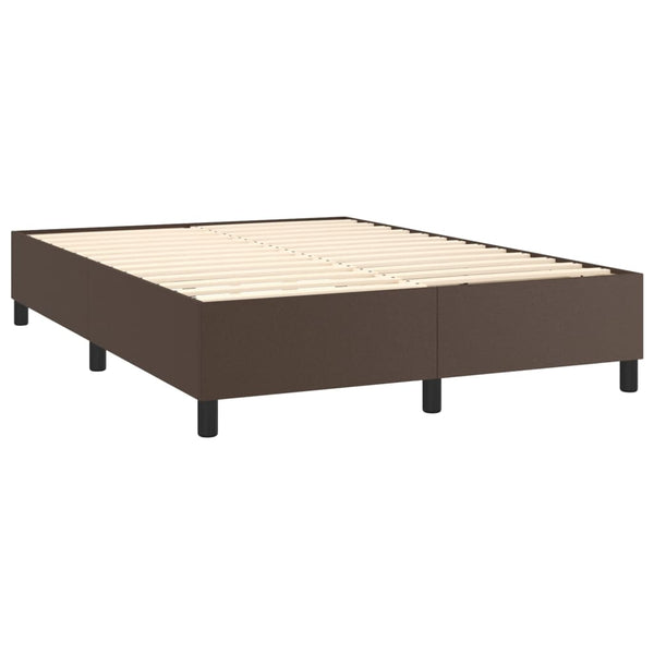 vidaXL Box Spring Bed with Mattress Brown 140x190 cm Faux Leather