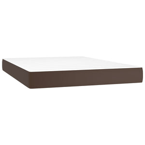 vidaXL Box Spring Bed with Mattress Brown 140x190 cm Faux Leather