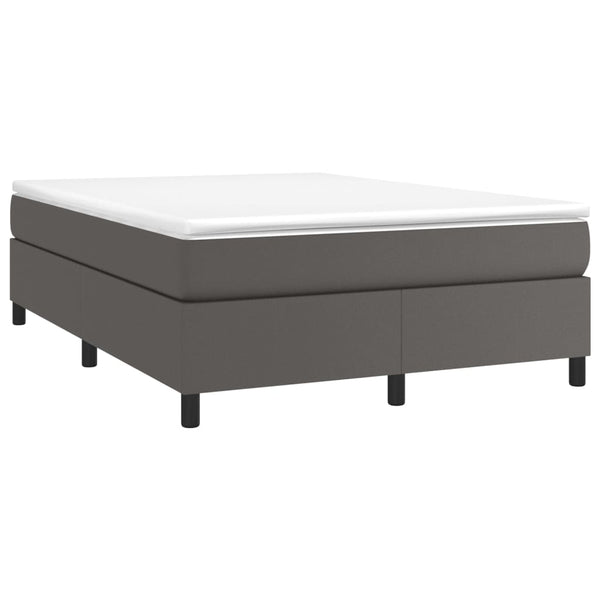 vidaXL Box Spring Bed with Mattress Grey 140x190 cm Faux Leather