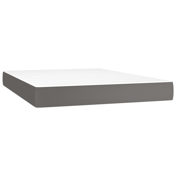 vidaXL Box Spring Bed with Mattress Grey 140x190 cm Faux Leather