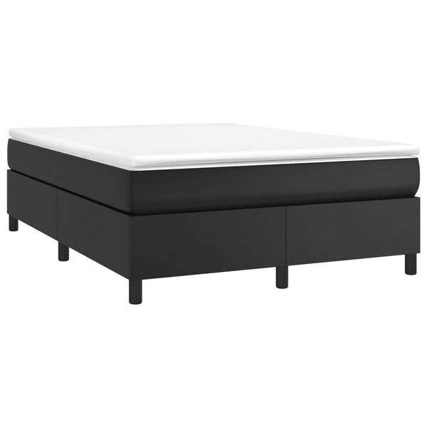 vidaXL Box Spring Bed with Mattress Black 140x200 cm Faux Leather
