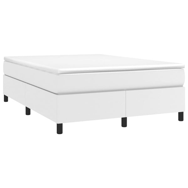 vidaXL Box Spring Bed with Mattress White 140x200 cm Artificial Leather