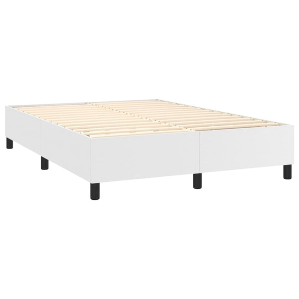 vidaXL Box Spring Bed with Mattress White 140x200 cm Artificial Leather