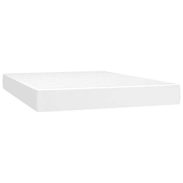vidaXL Box Spring Bed with Mattress White 140x200 cm Artificial Leather