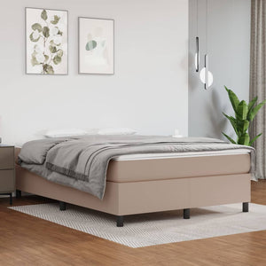 vidaXL Box Spring Bed Mattress Cappuccino Brown 140x200cm Faux Leather
