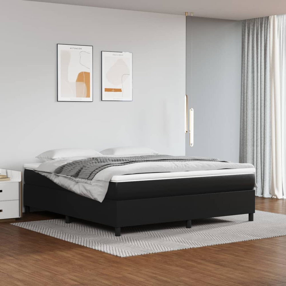 vidaXL Box Spring Bed with Mattress Black 160x200 cm Faux Leather
