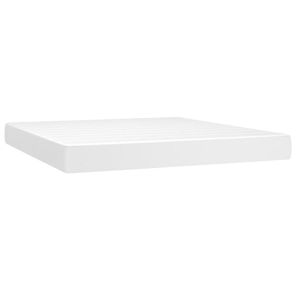 vidaXL Box Spring Bed with Mattress White 160x200 cm Artificial Leather