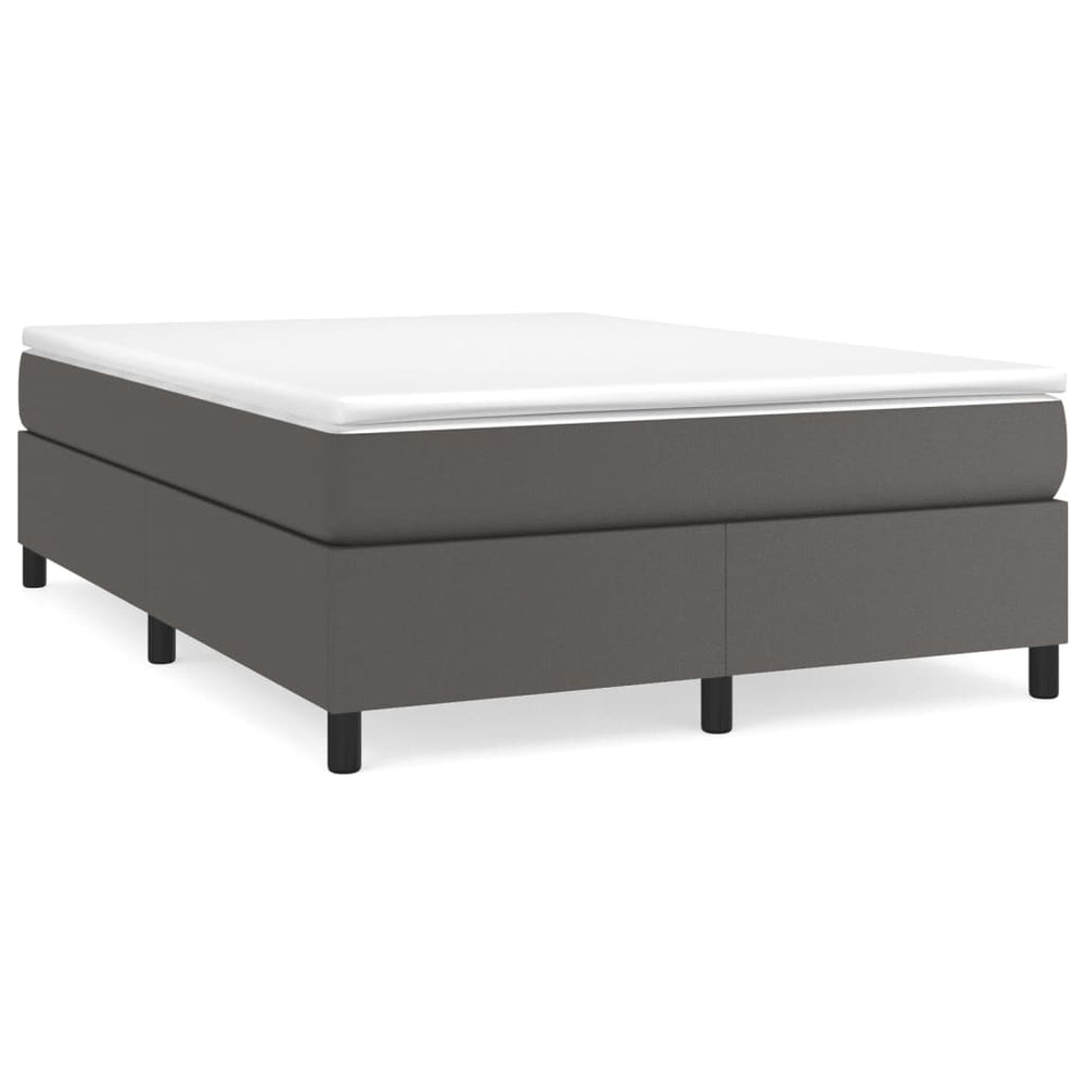 vidaXL Box Spring Bed with Mattress Grey 160x200 cm Faux Leather