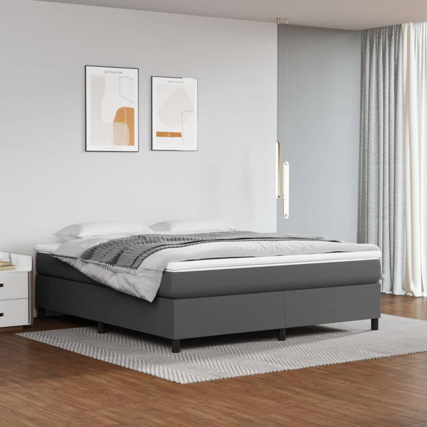 vidaXL Box Spring Bed with Mattress Grey 160x200 cm Faux Leather
