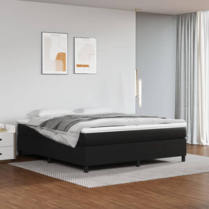 vidaXL Box Spring Bed with Mattress Black 180x200 cm Faux Leather