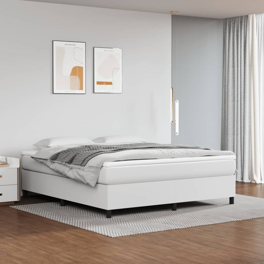 vidaXL Box Spring Bed with Mattress White 180x200 cm Faux Leather