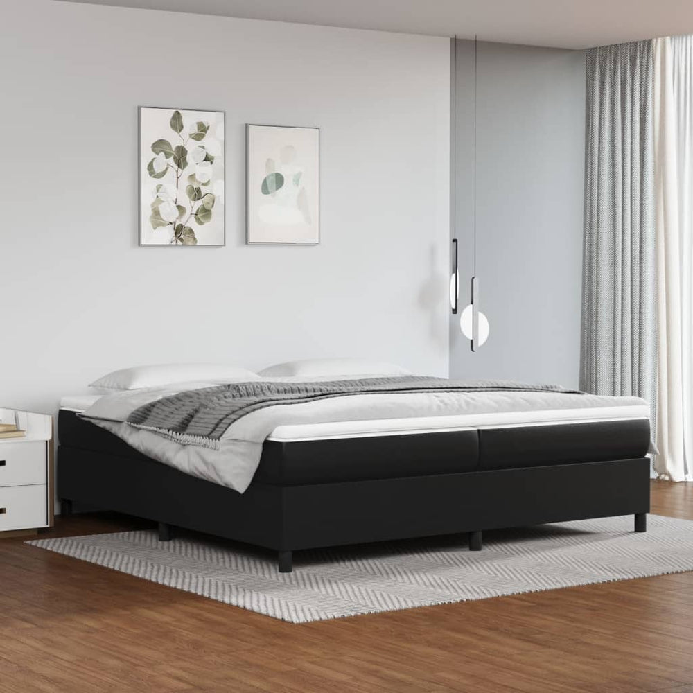 vidaXL Box Spring Bed with Mattress Black 200x200 cm Faux Leather