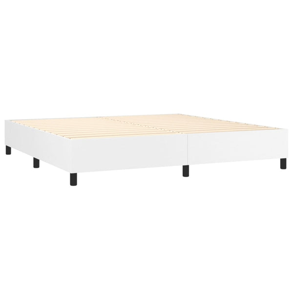 vidaXL Box Spring Bed with Mattress White 200x200 cm Faux Leather