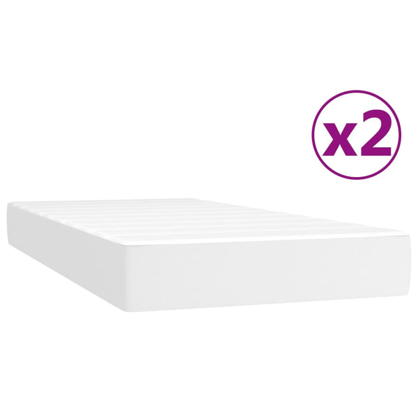vidaXL Box Spring Bed with Mattress White 200x200 cm Faux Leather