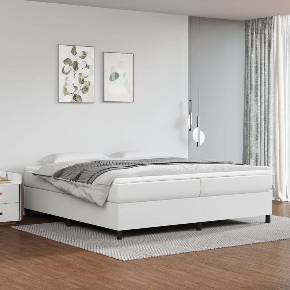 vidaXL Box Spring Bed with Mattress White 200x200 cm Faux Leather