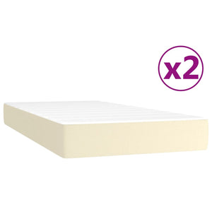vidaXL Box Spring Bed with Mattress Cream 200x200 cm Faux Leather
