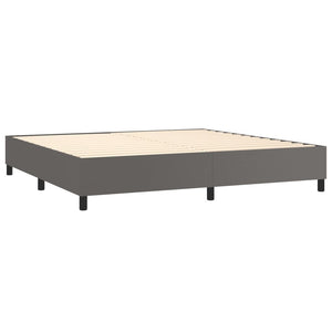 vidaXL Box Spring Bed with Mattress Grey 200x200 cm Faux Leather