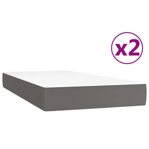 vidaXL Box Spring Bed with Mattress Grey 200x200 cm Faux Leather