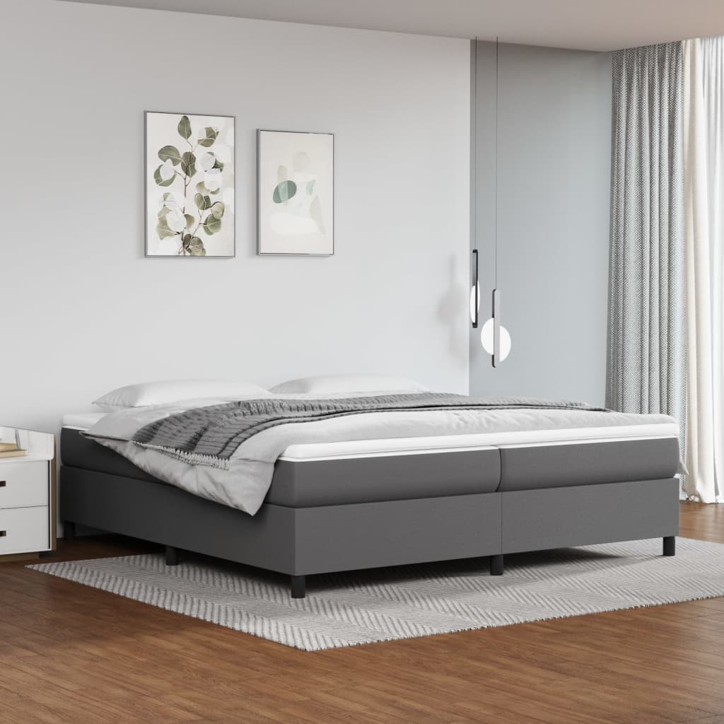 vidaXL Box Spring Bed with Mattress Grey 200x200 cm Faux Leather