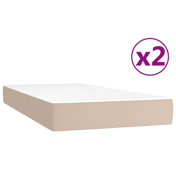 vidaXL Box Spring Bed Mattress Cappuccino Brown 200x200cm Faux Leather