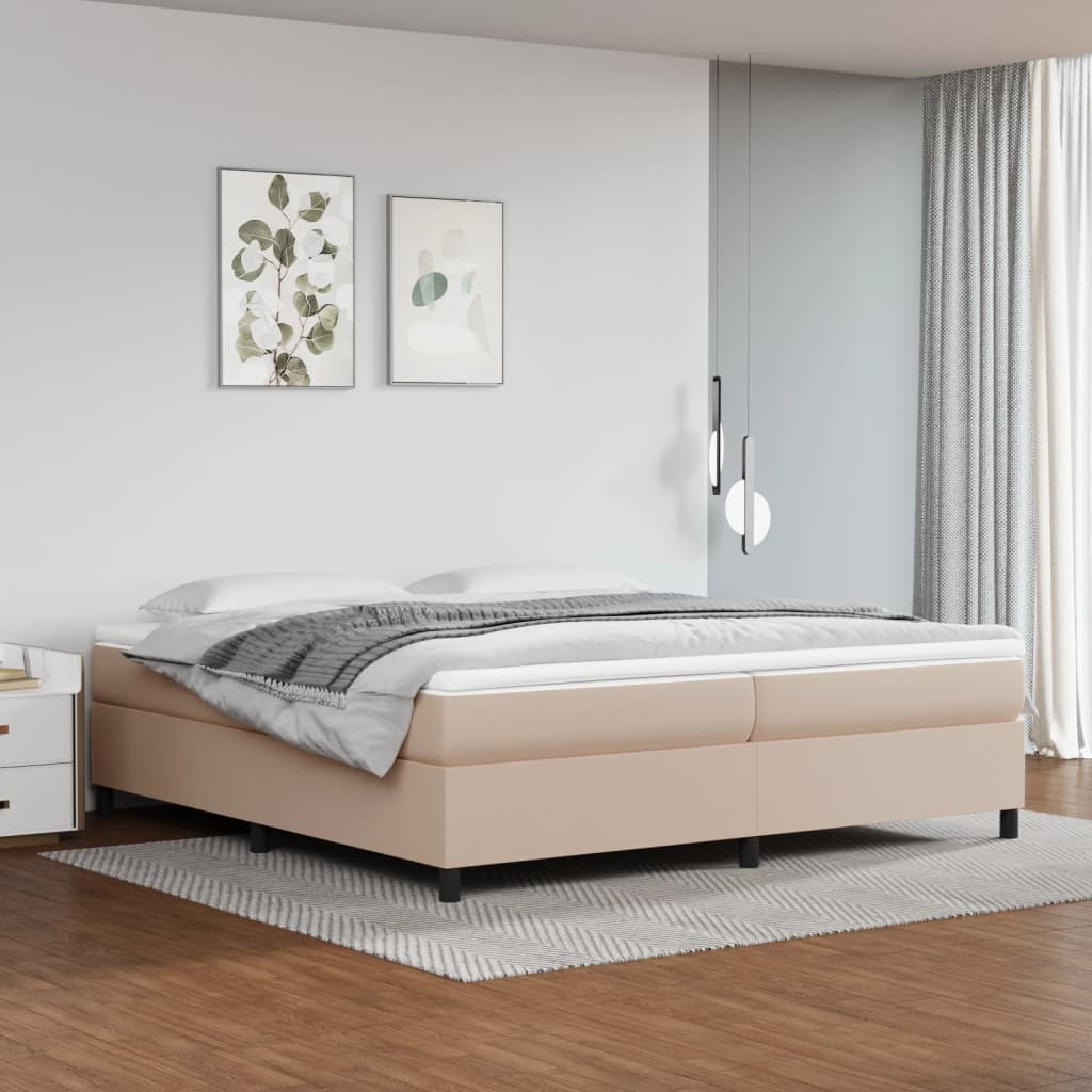 vidaXL Box Spring Bed Mattress Cappuccino Brown 200x200cm Faux Leather