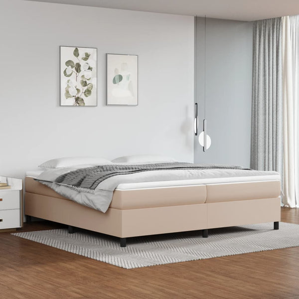 vidaXL Box Spring Bed Mattress Cappuccino Brown 200x200cm Faux Leather