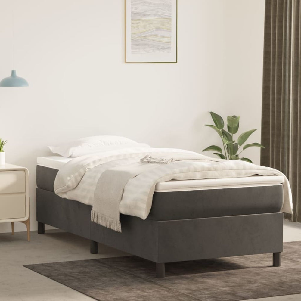 vidaXL Box Spring Bed with Mattress Dark Grey 80x200 cm Velvet