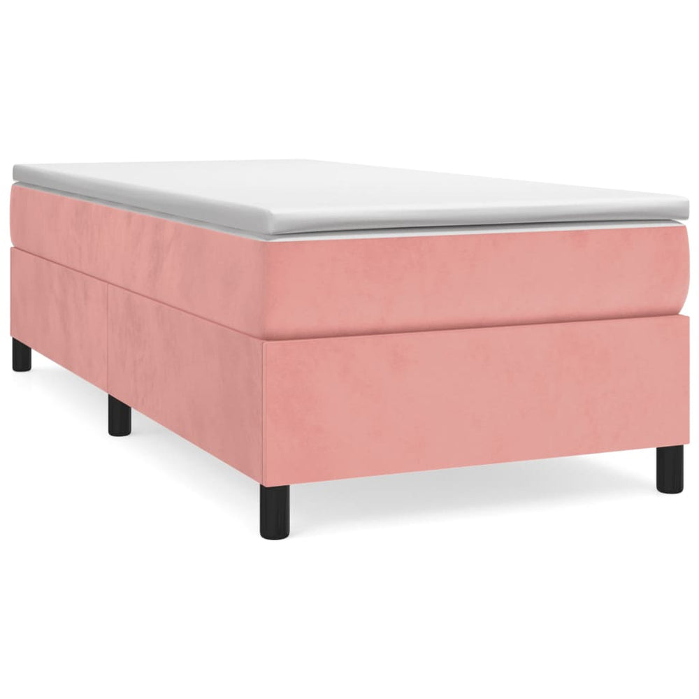 vidaXL Box Spring Bed with Mattress Pink 80x200 cm Velvet