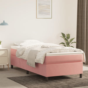 vidaXL Box Spring Bed with Mattress Pink 80x200 cm Velvet