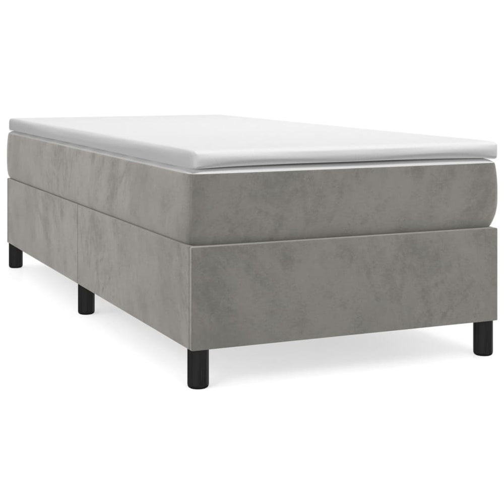 vidaXL Box Spring Bed with Mattress Light Gray 90x190 cm Velvet