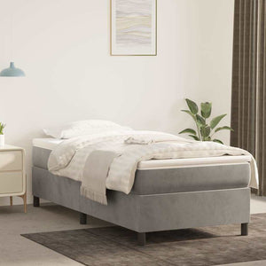 vidaXL Box Spring Bed with Mattress Light Gray 90x190 cm Velvet