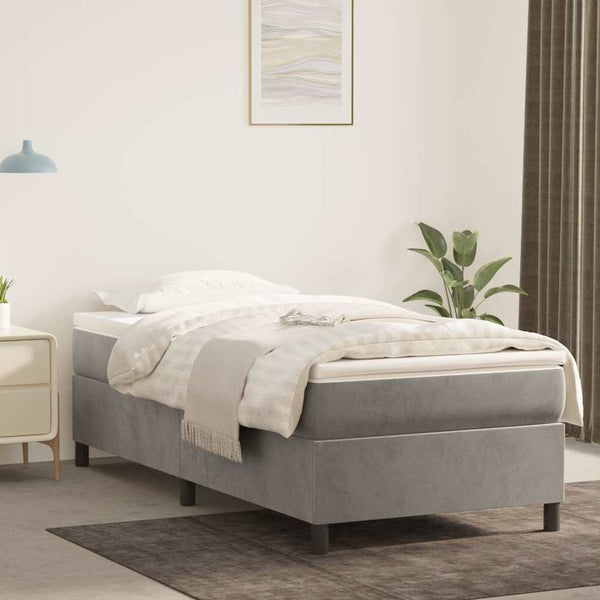 vidaXL Box Spring Bed with Mattress Light Gray 90x190 cm Velvet