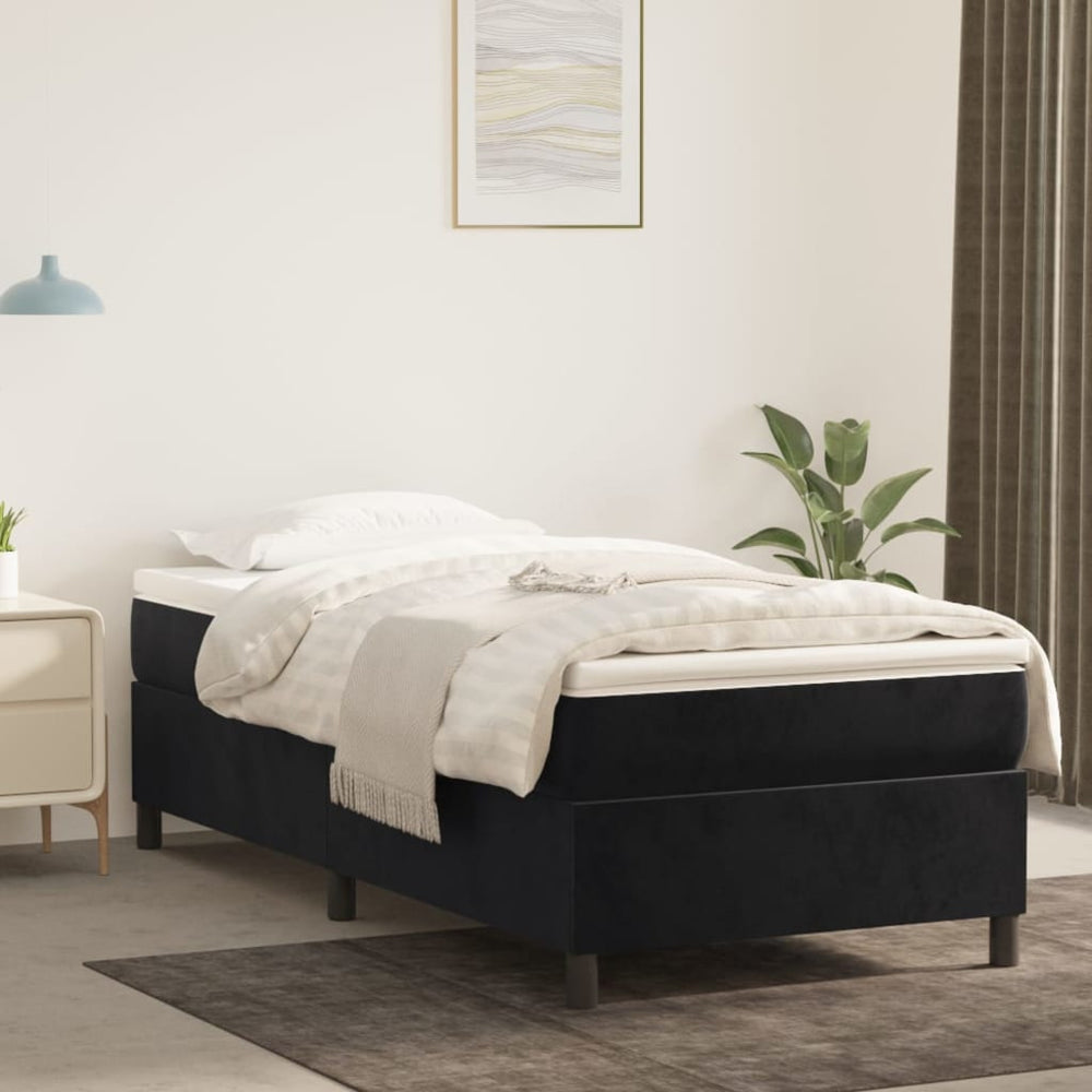 vidaXL Box Spring Bed with Mattress Black 90x190 cm Velvet